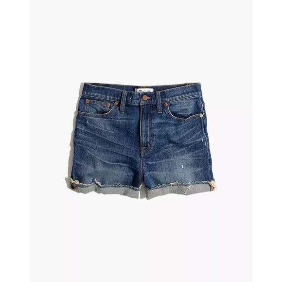 Madewell NWT High Rise Cuffed Denim Shorts 28 Glenoaks Raw Hem Coastal Cowgirl - Picture 1 of 16